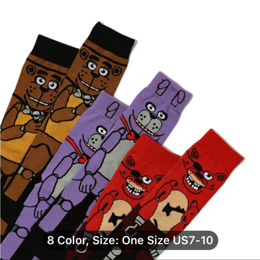 FNAF Five Nights At Freddy’s Socks - set of 3 - 1 size fits US 7-10 - Picture 6 of 7
